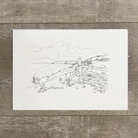 Gara Rock Beach, Devon | Original Hand Drawn Illustration | Alison Collins