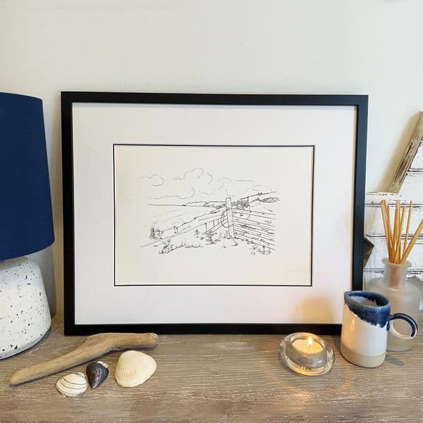 Gara Rock Beach, Devon | Original Hand Drawn Illustration | Alison Collins