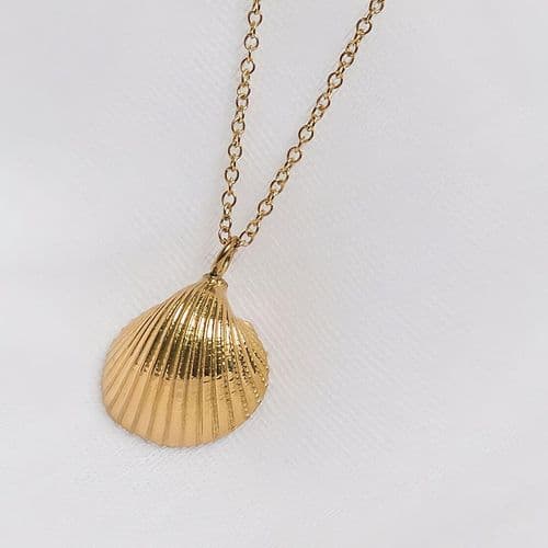Gold Cockle Shell Necklace - small