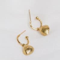 Gold Cockleshell Charm Hoop Earrings | Gold Plated Earrings | Sarah Adams