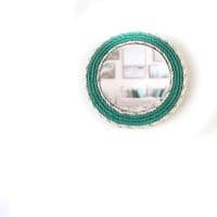 Green & White Recycled Fishing Rope Mirror | Wall Mirror | Rachel White