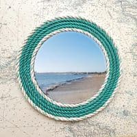 Green & White Recycled Fishing Rope Mirror | Wall Mirror | Rachel White