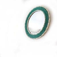 Green & White Recycled Fishing Rope Mirror | Wall Mirror | Rachel White