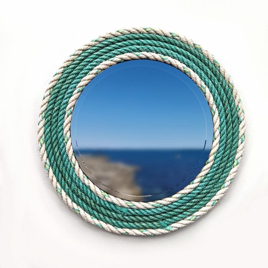 Green & White Recycled Rope Mirror