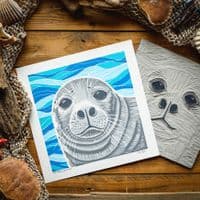 Grey Seal Linocut Print | Chris Taylor