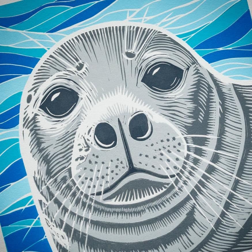 Grey Seal - Linocut Print