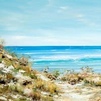 Gwithian, Godrevy & Sea Pinks | Art Print | Gail Morris