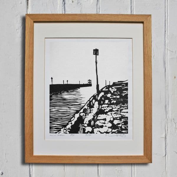 Harbour Approach - Linocut