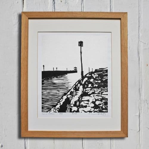 Harbour Approach - Linocut