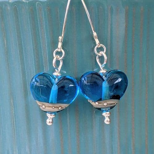 Heart Shaped Deep Blue Sea Earrings