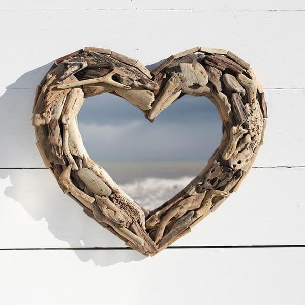 Heart Shaped Driftwood Mirror | Wall Mirror | Coastal Mirror