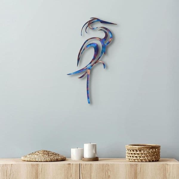 Heron - Tempered Metal Wall Art Hanging by Janet Mary Robinson