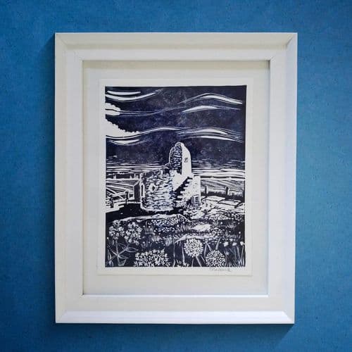 Heurs Hut– Framed Linocut Print