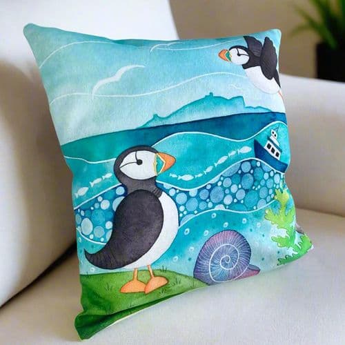 Isle of May Puffins – Cushion Cover
