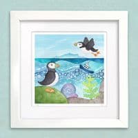 Isle of May Puffins Print | Art Print | Louise Stocker