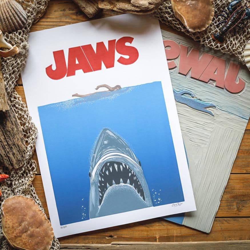 JAWS - Linocut Print