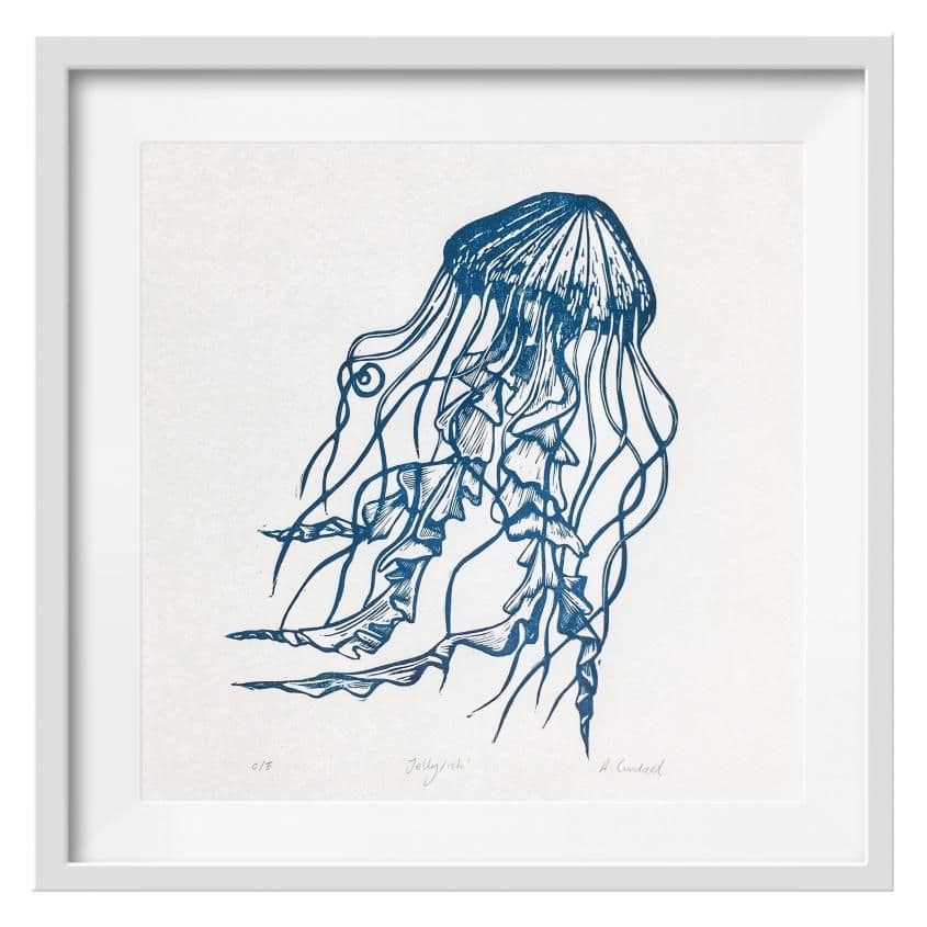 Jellyfish Linocut Print Amy Cundall
