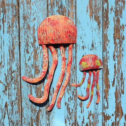 Jellyfish Pair - Metal Wall Art Hanging
