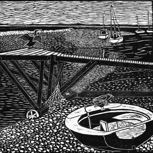 Jetty – Woodcut Print