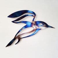Kingfisher - Tempered Metal Wall Art Hanging by Janet Mary Robinson