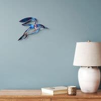 Kingfisher - Tempered Metal Wall Art Hanging by Janet Mary Robinson