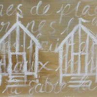 La Mer Sandy Beach Huts | Coastal Art | Liz Shedden