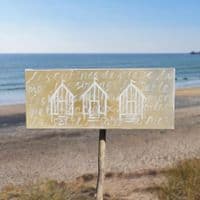 La Mer Sandy Beach Huts | Coastal Art | Liz Shedden