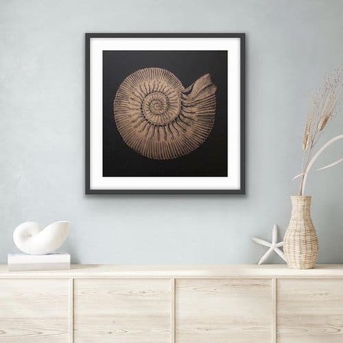 Large Ammonite - Linocut Print