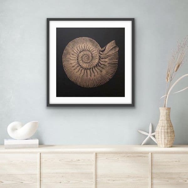 Large Ammonite | Linocut Print | Amy Cundall