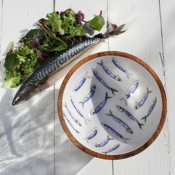 Mackerel - Wooden Salad Bowl