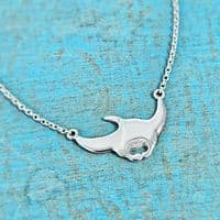 Manta Ray Pendant Necklace | Silver Necklace | Selkie Jewellery