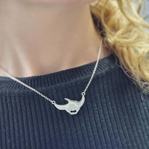 Manta Ray Silver Pendant Necklace