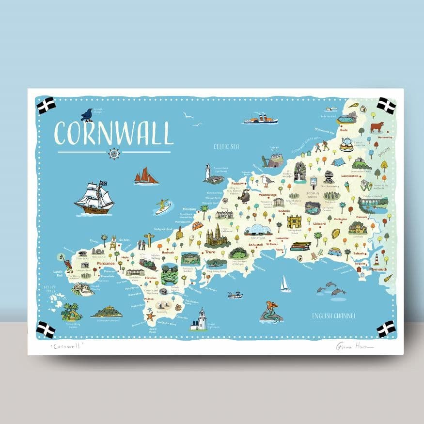 Map of Cornwall - Art Print