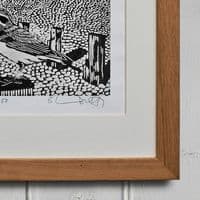 Mary Stanford Hut and Wheatear | Linocut | Lino Print
