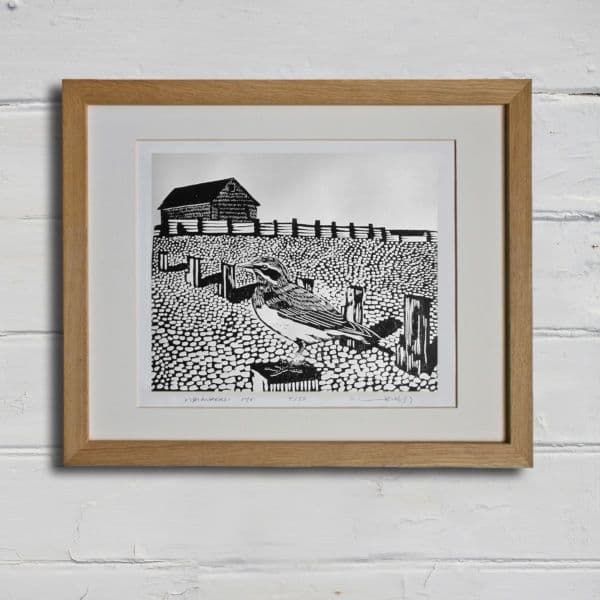 Mary Stanford Hut and Wheatear | Linocut | Lino Print