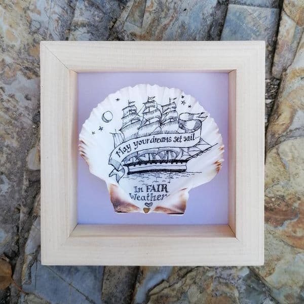 May Your Dreams Set Sail – Framed Shell Art | Shell Art | Kim Lynch