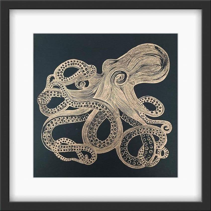 Octopus Linocut Print Amy Cundall
