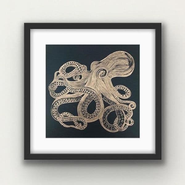 Octopus | Linocut Print | Amy Cundall
