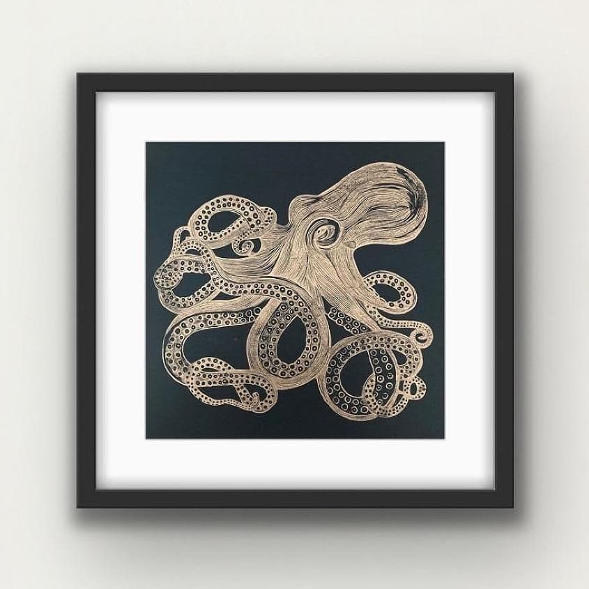 Octopus - Linocut Print