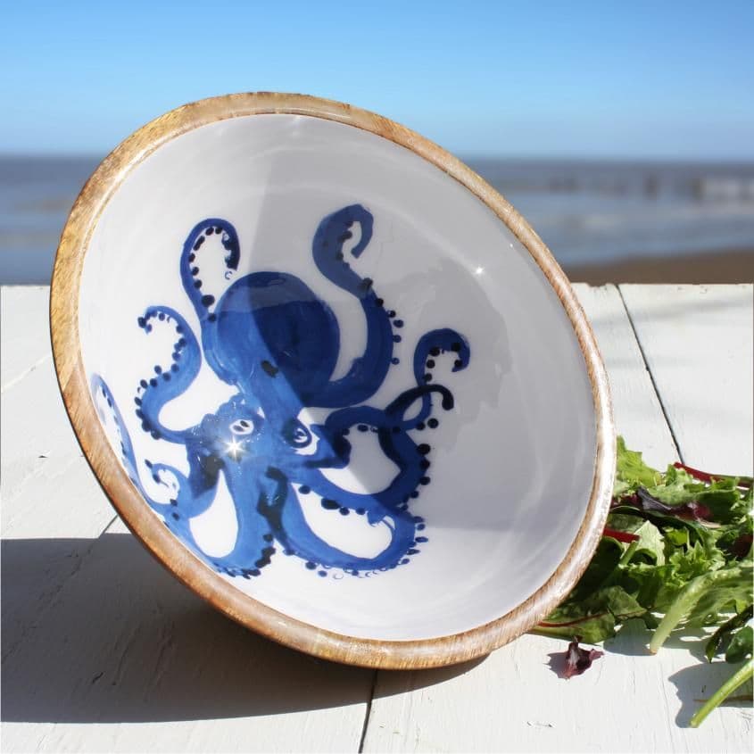 Octopus - Wooden Salad Bowl