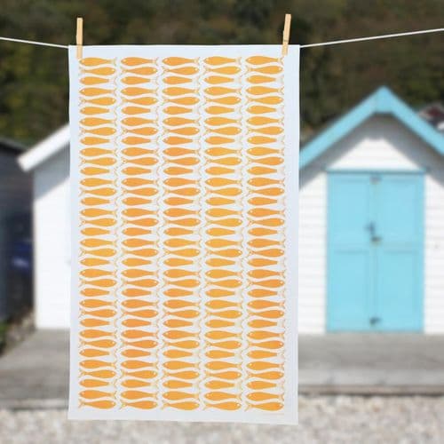 Orange Fish Tea Towel