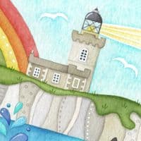 Orca Whale & Lighthouse, Isle of May | Limited Edition Art Print | Louise Stocker