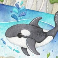 Orca Whale & Lighthouse, Isle of May | Limited Edition Art Print | Louise Stocker