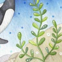 Orca Whale & Lighthouse, Isle of May | Limited Edition Art Print | Louise Stocker