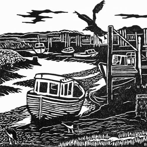 Oystercatchers – Woodcut Print