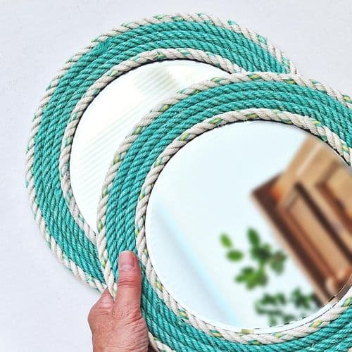 Pair of Green Fishing Rope Wall Mirrors