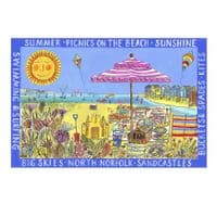 Picnics on the Beach Print | A3 Print | Andrew Ruffhead