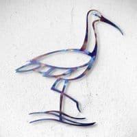 Poised Curlew - Tempered Metal Wall Art Hanging by Janet Mary Robinson