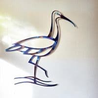 Poised Curlew - Tempered Metal Wall Art Hanging by Janet Mary Robinson