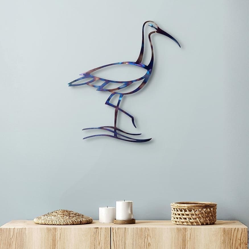 Poised Curlew - Tempered Metal Wall Art Hanging